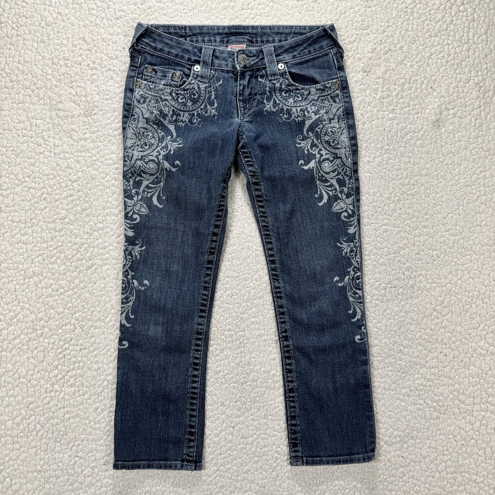 True Religion Capri Jeans Women's 25 (27x23) Y2K USA Streetwear Scroll